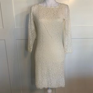 DVF Ivory Lace Dress w Scallop Detailing